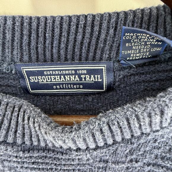 Vintage 90s Susquehanna Trail Sweater Mens XL Navy Blue Knit Crewneck Pullover - Picture 4 of 5